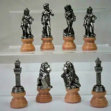 Alternative view of Florentine II Set Schachbrett aus Kunstleder & Schachspiel aus Massivholz und Metall