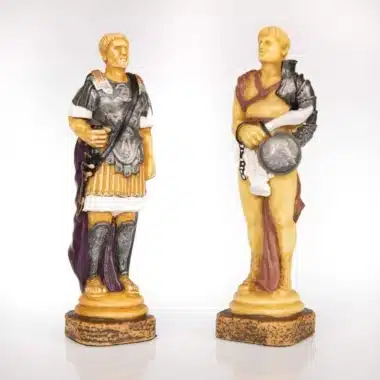 Zwei Könige Spartacus I in römischer Rüstung, Detail der von Hand bemalten Figuren