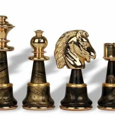 Schachspiel aus massivem Holz und Messing, vergoldet und versilbert, Staunton Fantasy XL – Bild 3