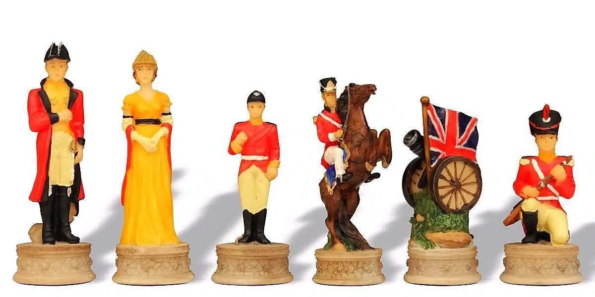 Historisches Schachset Schlacht von Waterloo mit Schachbrett aus Rosenholz und Stauraum – Bild 6