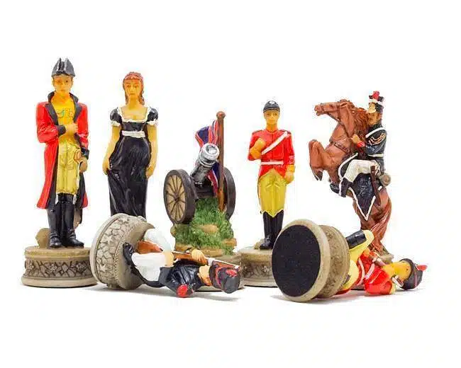 Historisches Schachset Schlacht von Waterloo mit Schachbrett aus Rosenholz und Stauraum – Bild 5