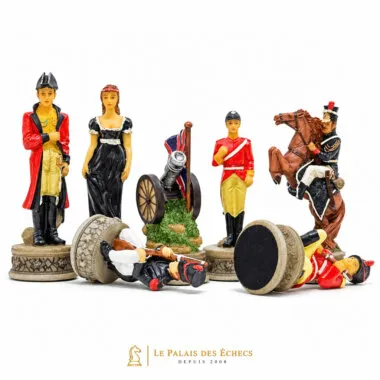 Schachfiguren Bataille de Waterloo II mit Soldaten, Kanone und Reiter