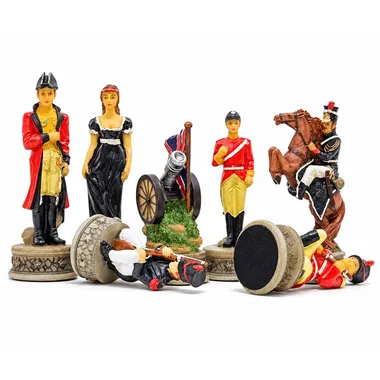 Schachfiguren Bataille de Waterloo II mit Soldaten, Kanone und Reiter