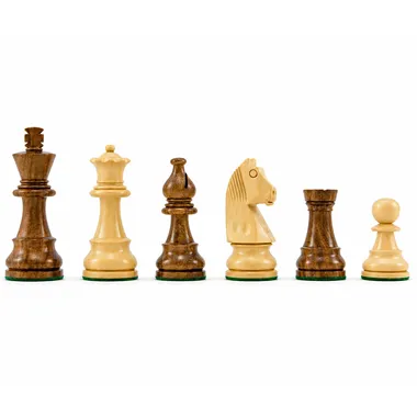Schachspiel Staunton aus Sheesham- und Buchsbaumholz, aufgereihte Figuren