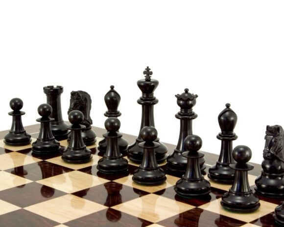 Schachspiel de Luxe Monarch-Serie aus Ebenholz und Buchsbaumholz