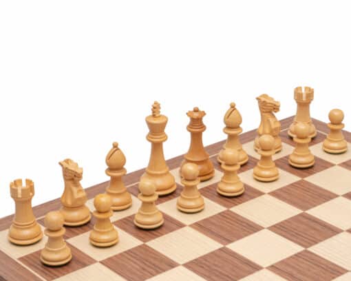 Classic Staunton de luxe Schachspiel - Schachbrett aus Rosen- und Walnussholz & Figuren aus Akazien- und Buchsbaumholz