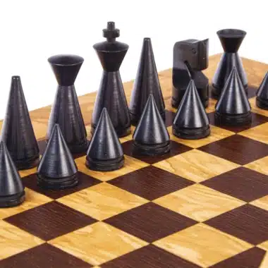 Alternative view of Moderne Schachspiel aus Rosenholz und Schachbrett aus Olivenwurzel mit Aufbewahrung