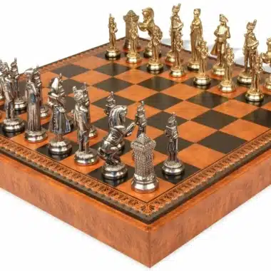 Set Grand Napoleon VII Schachbrett mit Aufbewahrung und Metallschachspiel