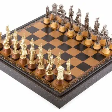 Figurinen Schachfiguren Napoleon und Schachbrett Schwarz mit Aufbewahrung