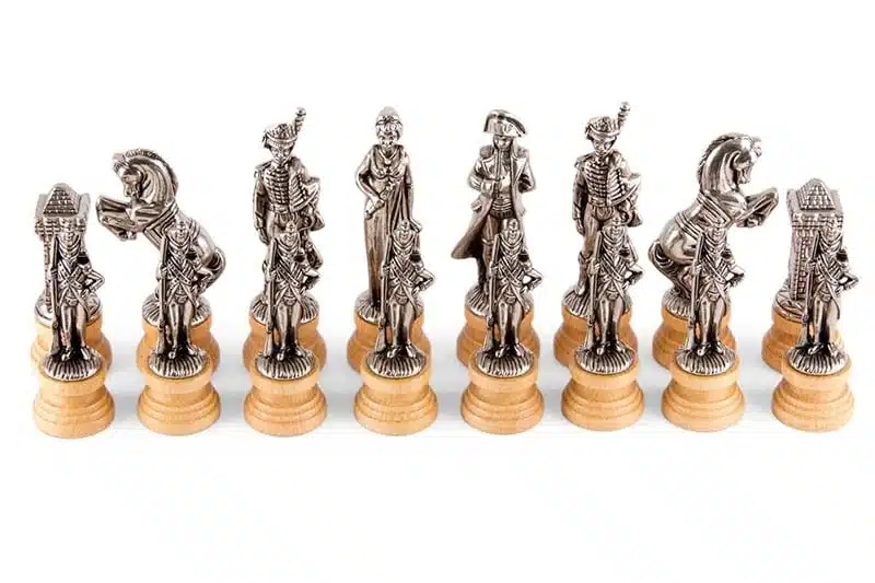Figurinen Schachfiguren Napoleon und Schachbrett Schwarz mit Aufbewahrung – Bild 3
