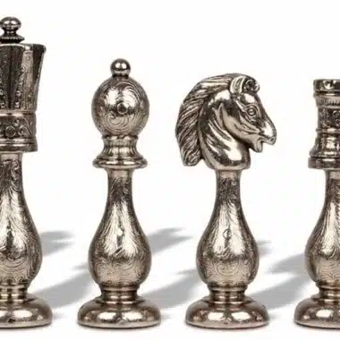 Arabesque Schachspiel - Schachbrett - Backgammon und Damespiel aus Kunstleder & Schachfiguren aus Metall – Bild 3