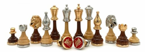 Flowered Chess Set - Schachbrett - Backgammon und Damespiel aus Kunstleder mit Aufbewahrung & Holz- und Metallteilen