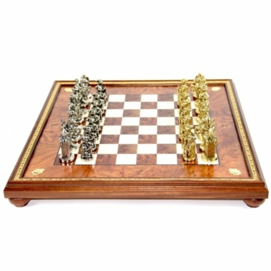 Jeu d'Échecs Lansquenet - Échiquier en Bois de Bruyère et Bois d'Orme & Pièces en métal