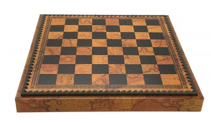 Flowered Chess Set - Schachbrett - Backgammon und Damespiel aus Kunstleder mit Aufbewahrung & Schachfiguren aus Metall