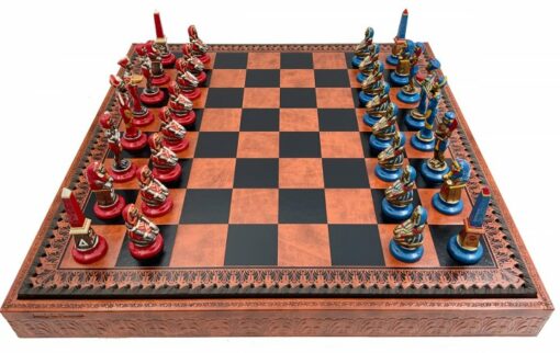 Ägyptisches Schachspiel - Schachbrett - Backgammon und Damespiel aus Kunstleder & Metallteilen