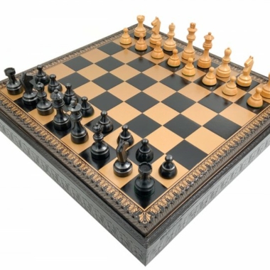 Klassisches Schachspiel - Schachbrett - Backgammon und Damespiel aus Kunstleder mit Aufbewahrung & Holzteilen