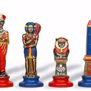 Ägyptisches Schachspiel - Schachbrett, Backgammon und Damespiel aus Kunstleder & Metallteilen – Bild 5