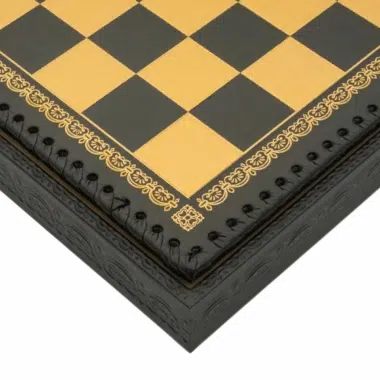 Arabesque Schachspiel - Schachbrett - Backgammon und Damespiel aus Kunstleder & Schachfiguren aus Metall