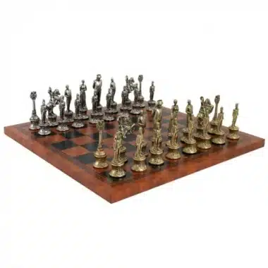 Schachspiel Napoleon - Kunstlederschachbrett & Metallfiguren