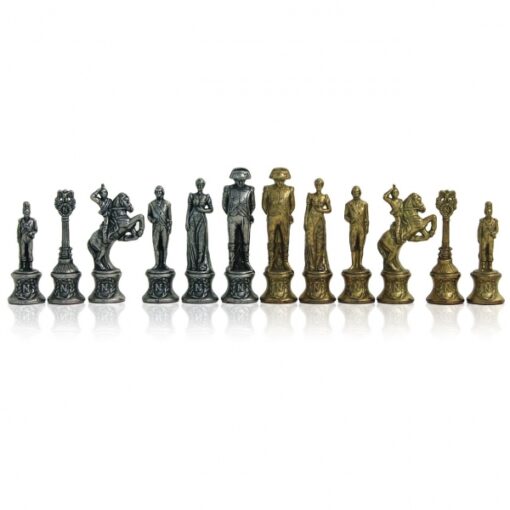 Schachspiel Napoleon - Kunstlederschachbrett & Metallfiguren