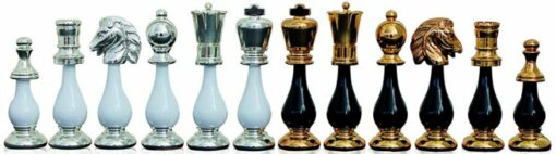 Großes orientalisches Schachspiel Schwarz und Weiß - Schachbrett aus Holz und toskanischem Alabaster mit Schublade & Figuren aus Holz und massivem Messing