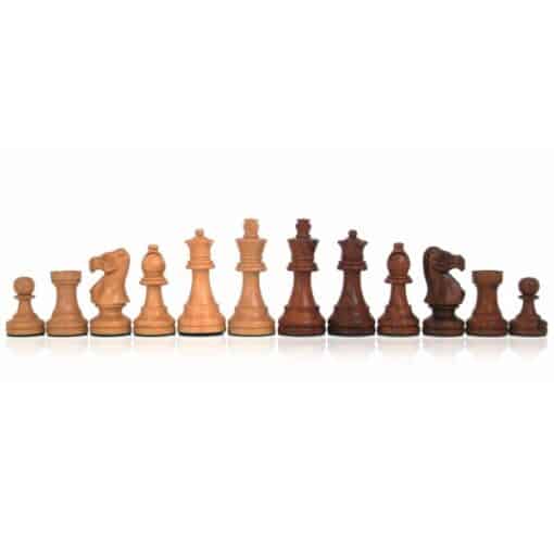 Klassisches Schachspiel - Schachbrett aus Kunstleder & Figuren aus vergoldetem Rosenholz