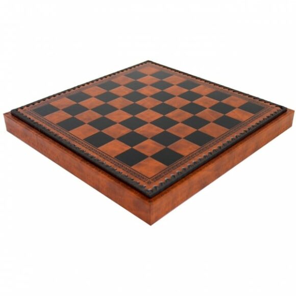 Klassisches Schachspiel - Schachbrett - Backgammon und Damespiel aus Kunstleder mit Aufbewahrung & Holz- und Metallteilen