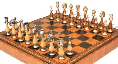 Großes orientalisches Schachspiel - Schachbrett - Backgammon und Damespiel aus Kunstleder & Holz- und Metallteile