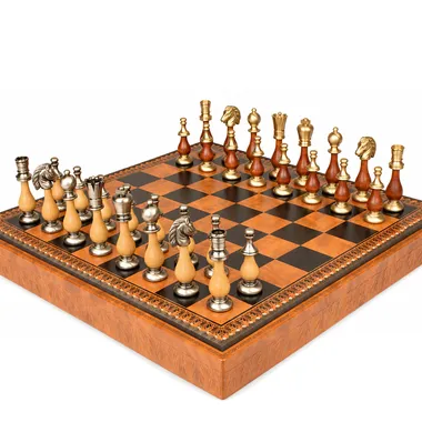 Großes orientalisches Schachspiel - Schachbrett - Backgammon und Damespiel aus Kunstleder & Holz- und Metallteile