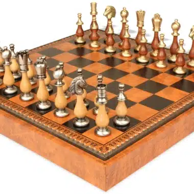 Großes orientalisches Schachspiel - Schachbrett - Backgammon und Damespiel aus Kunstleder & Holz- und Metallteile