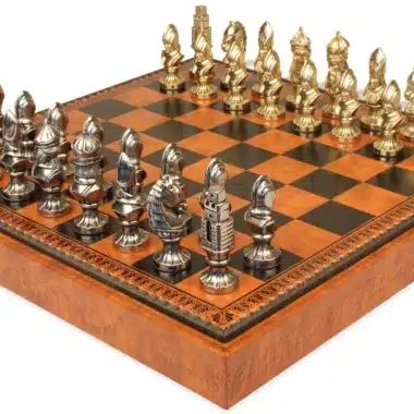 Moncada-Schachspiel - Schachbrett - Backgammon und Damespiel aus Kunstleder & Metallteile