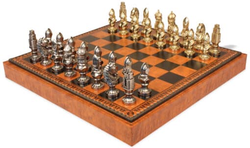 Moncada-Schachspiel - Schachbrett - Backgammon und Damespiel aus Kunstleder & Metallteile