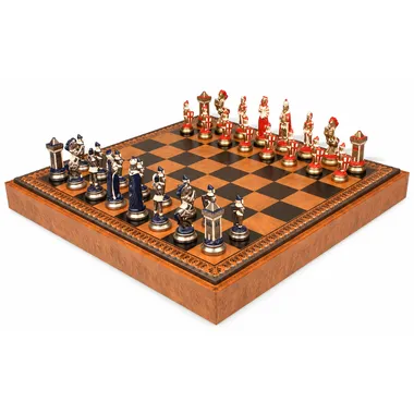 Mary Stuart Schachspiel - Schachbrett - Backgammon und Damespiel aus Kunstleder & Metallteile