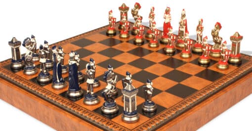 Mary Stuart Schachspiel - Schachbrett - Backgammon und Damespiel aus Kunstleder & Metallteilen