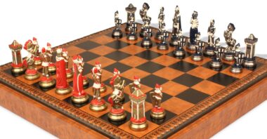 Mary Stuart Schachspiel - Schachbrett - Backgammon und Damespiel aus Kunstleder & Metallteile