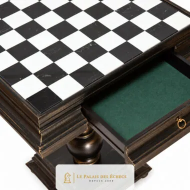 Staunton XL Fantasieschachspiel - Schachbrett aus Holz und Alabaster & Figuren aus Holz und massivem Messing