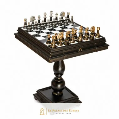 Staunton XL Fantasieschachspiel - Schachbrett aus Holz und Alabaster & Figuren aus Holz und massivem Messing