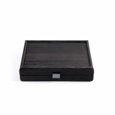 Schwarzes Domino-Set - Holzkiste