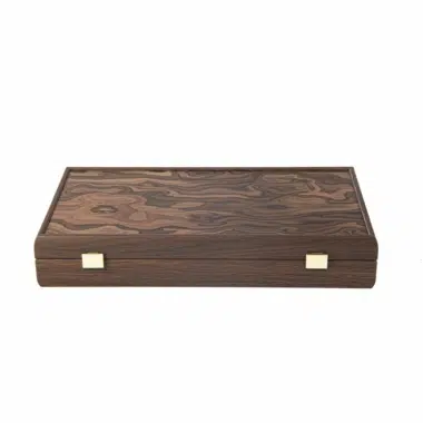 Pokerset - Holzkasten aus dunklem Walnussholz mit kalifornischem Wurzelholzfurnier auf dem Deckel