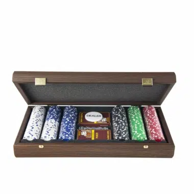 Pokerset - Koffer aus dunklem Walnussholz
