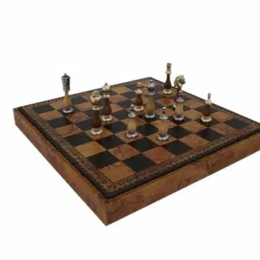 Alternative view of Schachspiel Arabesque - Schachbrett & Schachspiel aus Kunstleder mit Aufbewahrungsfach & Schachspiel aus Metall und Holz