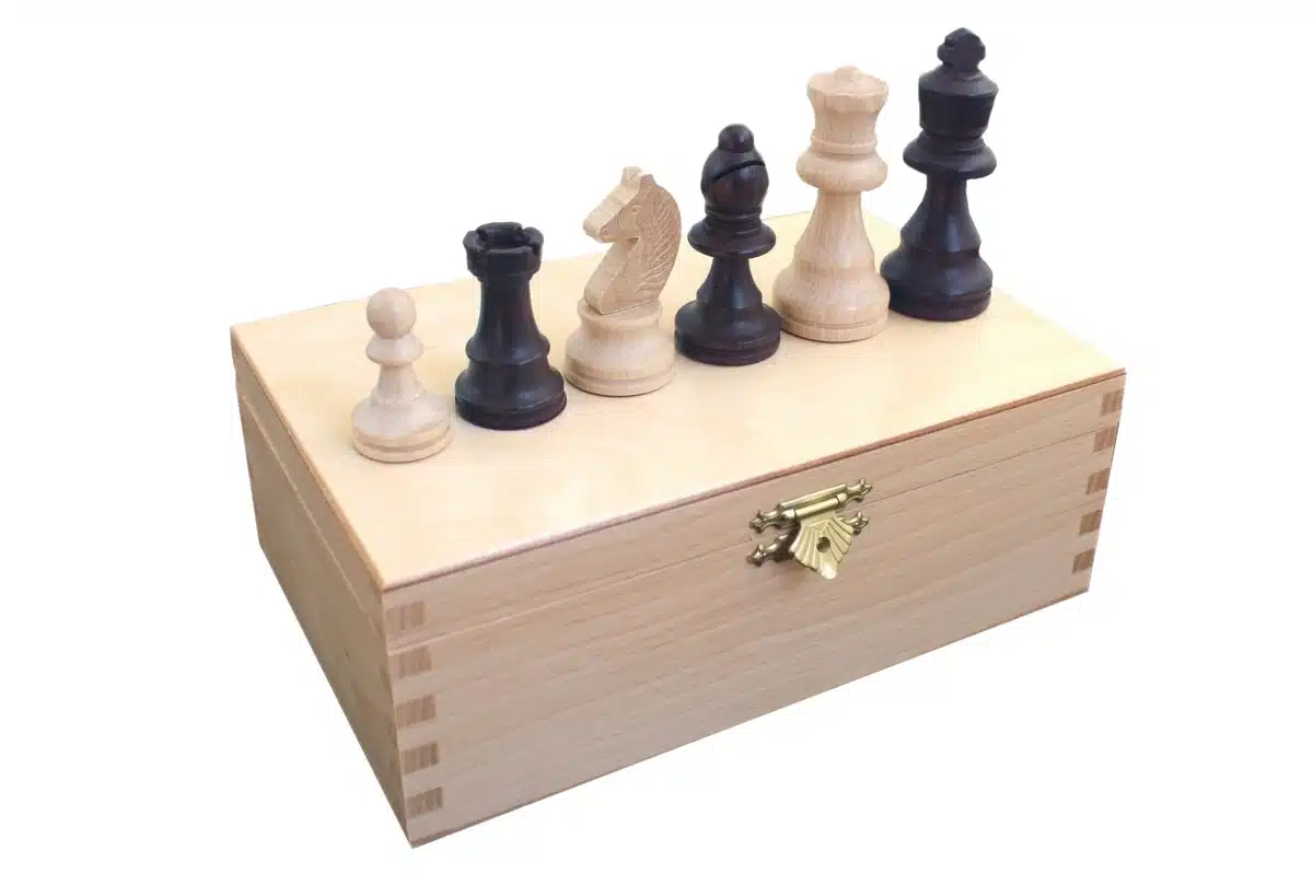 Staunton Schachspiel aus Holz und echtes italienisches Leder-Schachbrett mit Aufbewahrungskoffer – Bild 4
