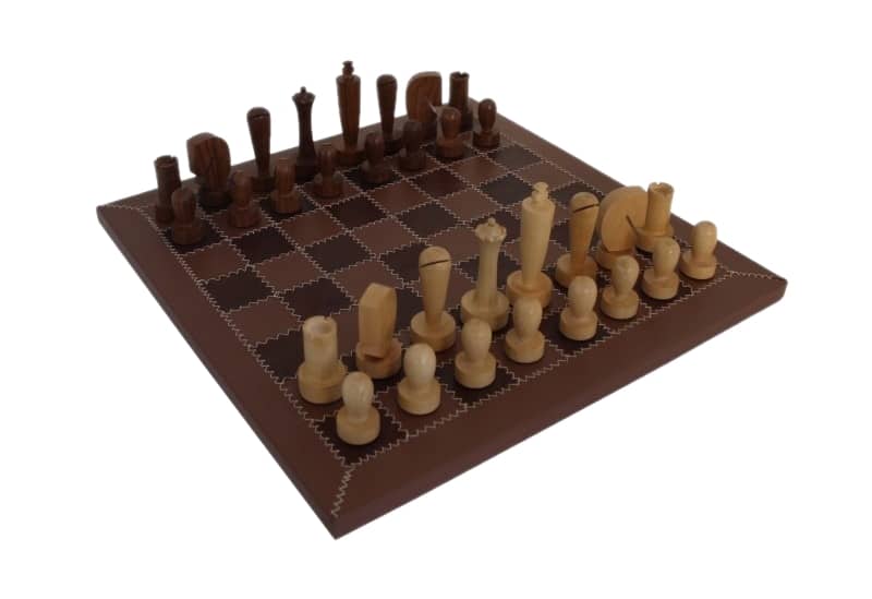 Zeitgenössisches Schachspiel aus Akazienholz & Echtholz-Schachbrett