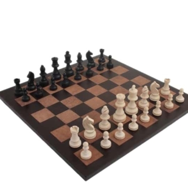 Staunton Schachspiel aus Holz und echtes italienisches Leder-Schachbrett mit Aufbewahrungskoffer