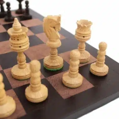 Schachspiel aus Palisanderholz & Echtleder-Schachbrett – Bild 3