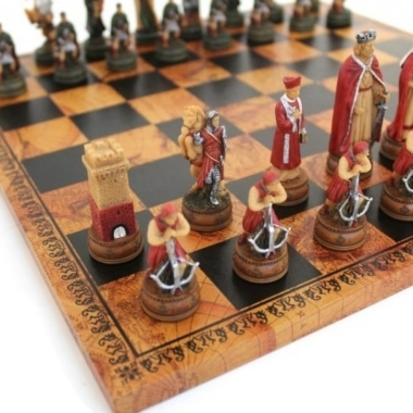 Alternative view of Schachspiel Camelot - Schachbrett aus Kunstleder & Schachspiel aus Harz