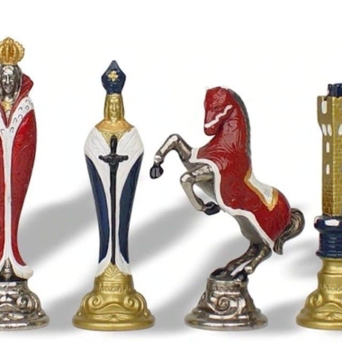 Alternative view of Schachspiel Renaissance Handarbeit und Schachbrett aus Kunstleder Gold/ Bordeaux