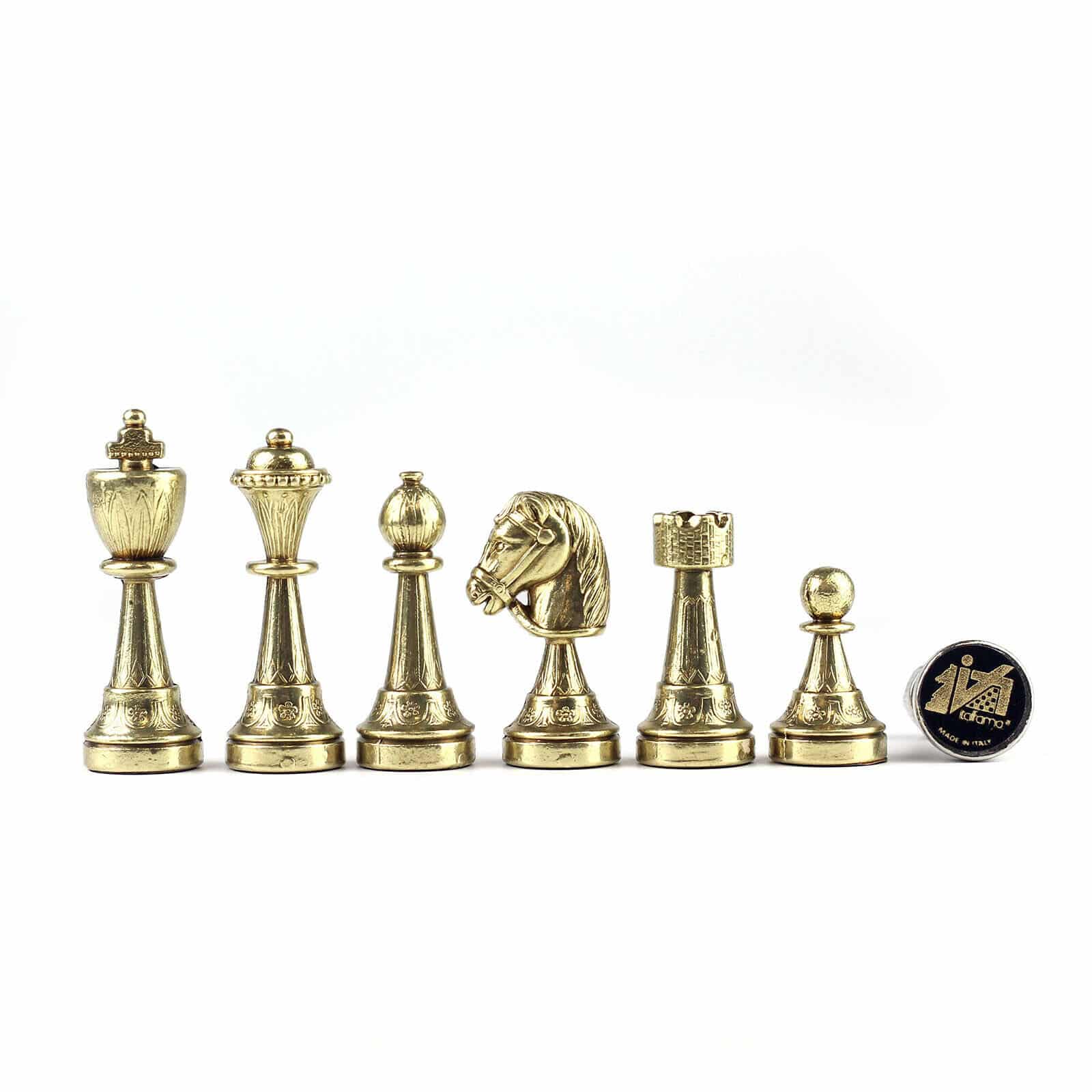 Staunton Schachspiel aus Metall & Schachbrett aus Kunstleder – Bild 6