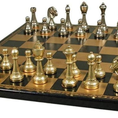 Alternative view of Staunton Schachspiel aus Metall & Schachbrett aus Kunstleder