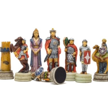 Alternative view of Schachspiel Arabisch Byzantinische Kriege aus Harz und Schachbrett aus Kunstleder in Gold und Blau